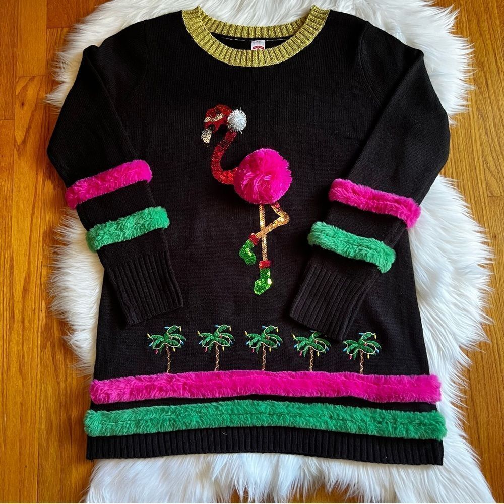 Holiday Time Stork Christmas Sweater Size Large